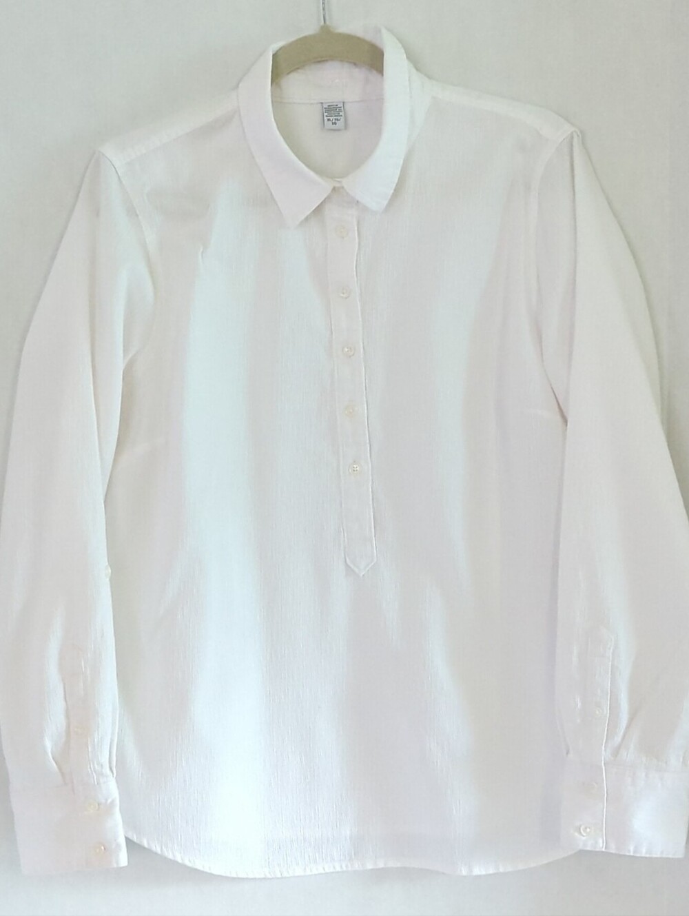 Izod Crisp White 1/2 Button Cotton Long Sleeve Collared Crinkle Shirt Size XL